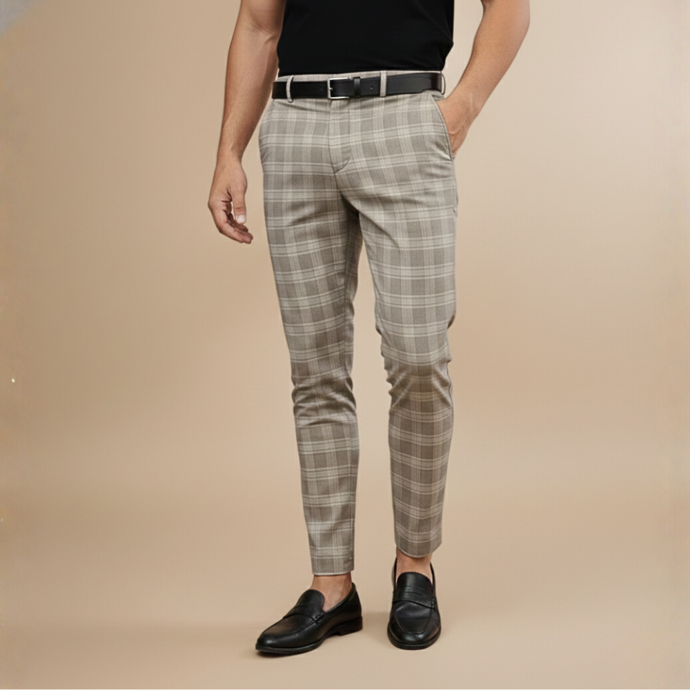 Casual geruite broek met rechte pijpen voor heren Jelle Jora Mode