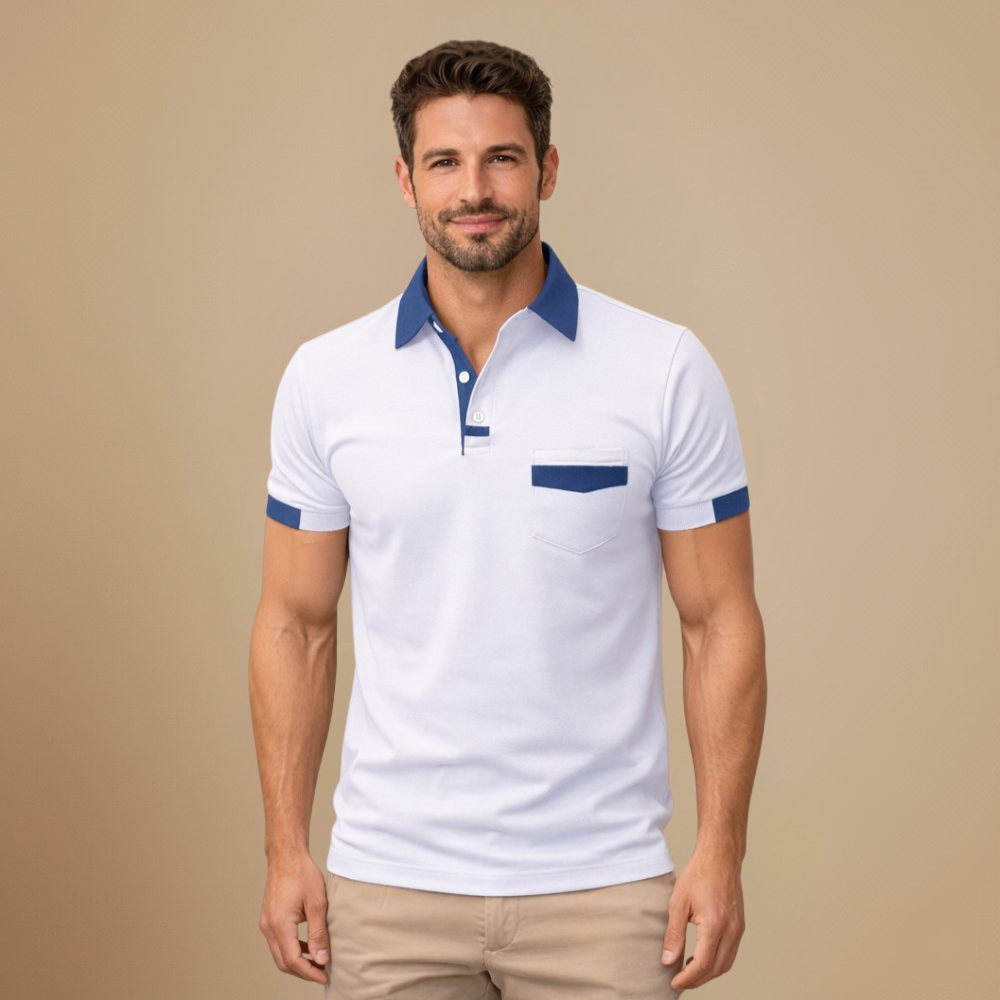 Herenpolo met korte mouwen in slim fit en verfijnd ontwerp Jelle Jora Mode