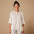 Dames casual blouse met bloemenprint en losse pasvorm Jelle Jora Mode