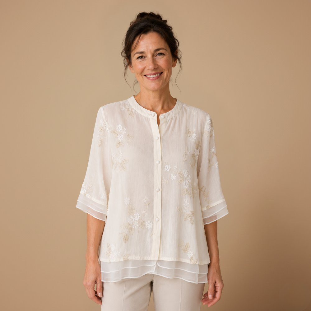 Dames casual blouse met bloemenprint en losse pasvorm Jelle Jora Mode