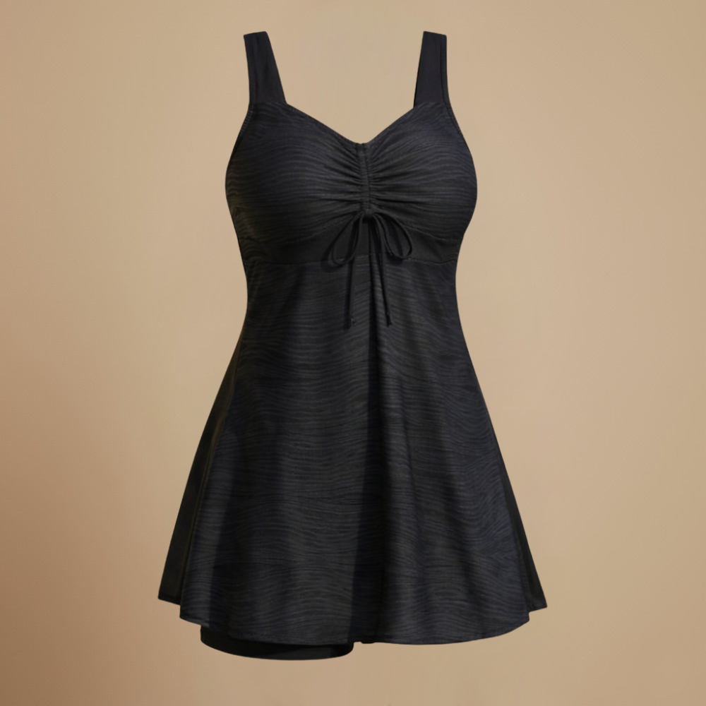 Damski tankini z dekoltem typu halter i spódniczką w kształcie litery A