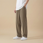 Męskie spodnie o prostym kroju w kratę typu slim fit