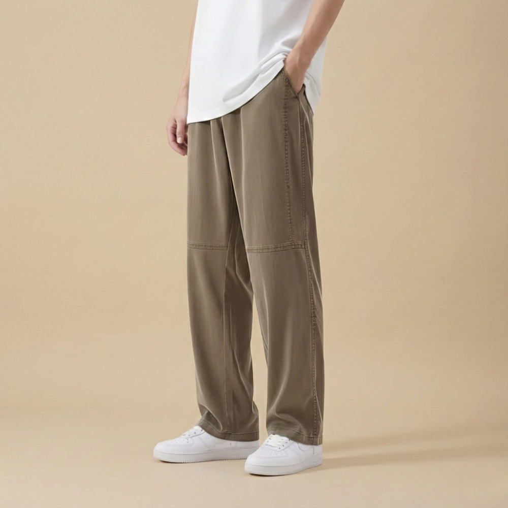 Męskie spodnie o prostym kroju w kratę typu slim fit