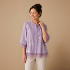 Dames casual blouse met bloemenprint en losse pasvorm Jelle Jora Mode