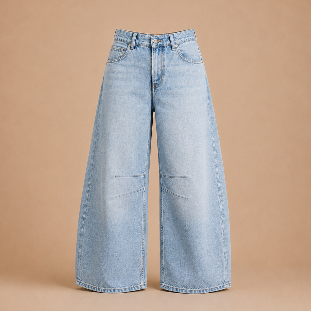Damskie jeansy z szerokimi nogawkami ze streczowego denimu
