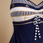Damski tankini z dekoltem typu halter i spódniczką w kształcie litery A