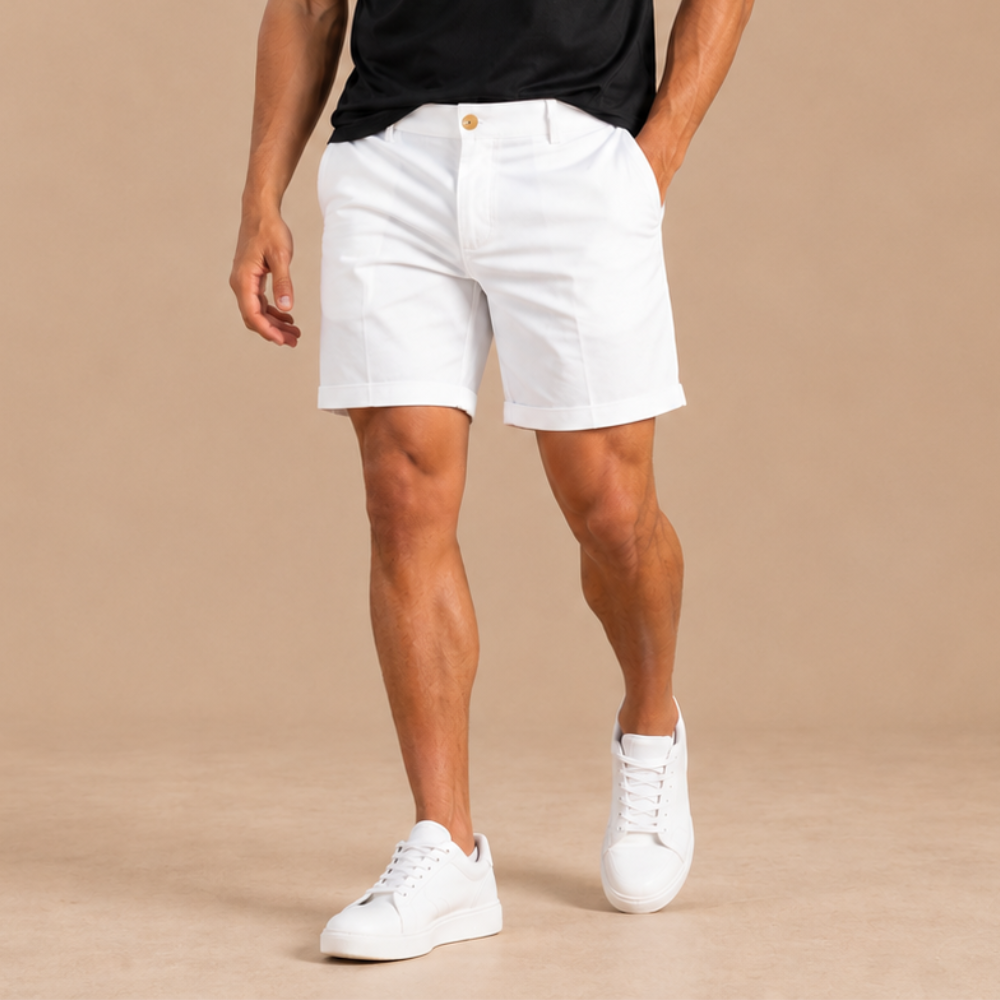 Heren slim fit chino-short Jelle Jora Mode
