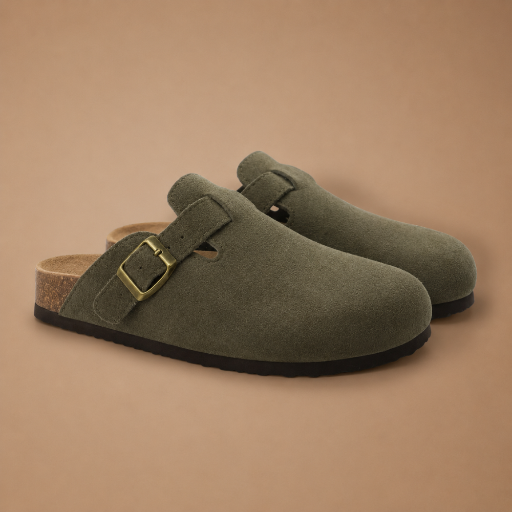 Damskie buty z klamrą korkową