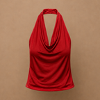 Damski top na ramiączkach typu halter, z odkrytymi plecami, bez rękawów