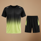 Męski komplet sportowy z koszulką i krótkimi spodenkami ombre