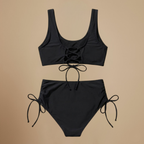 Damskie bikini z wysokim stanem, z wiązaniem po bokach