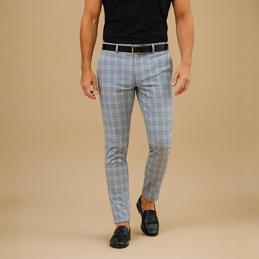 Casual geruite broek met rechte pijpen voor heren Jelle Jora Mode