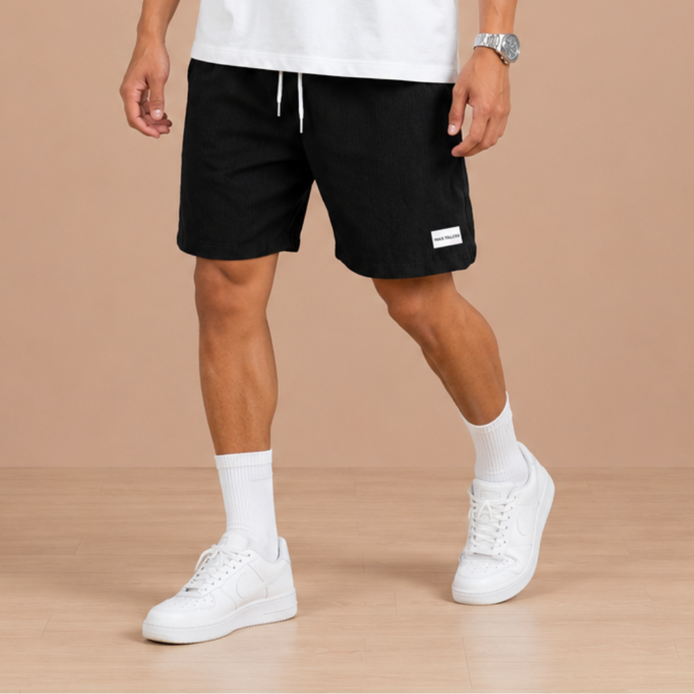 Herenkorte broek van corduroy met elastische tailleband Jelle Jora Mode