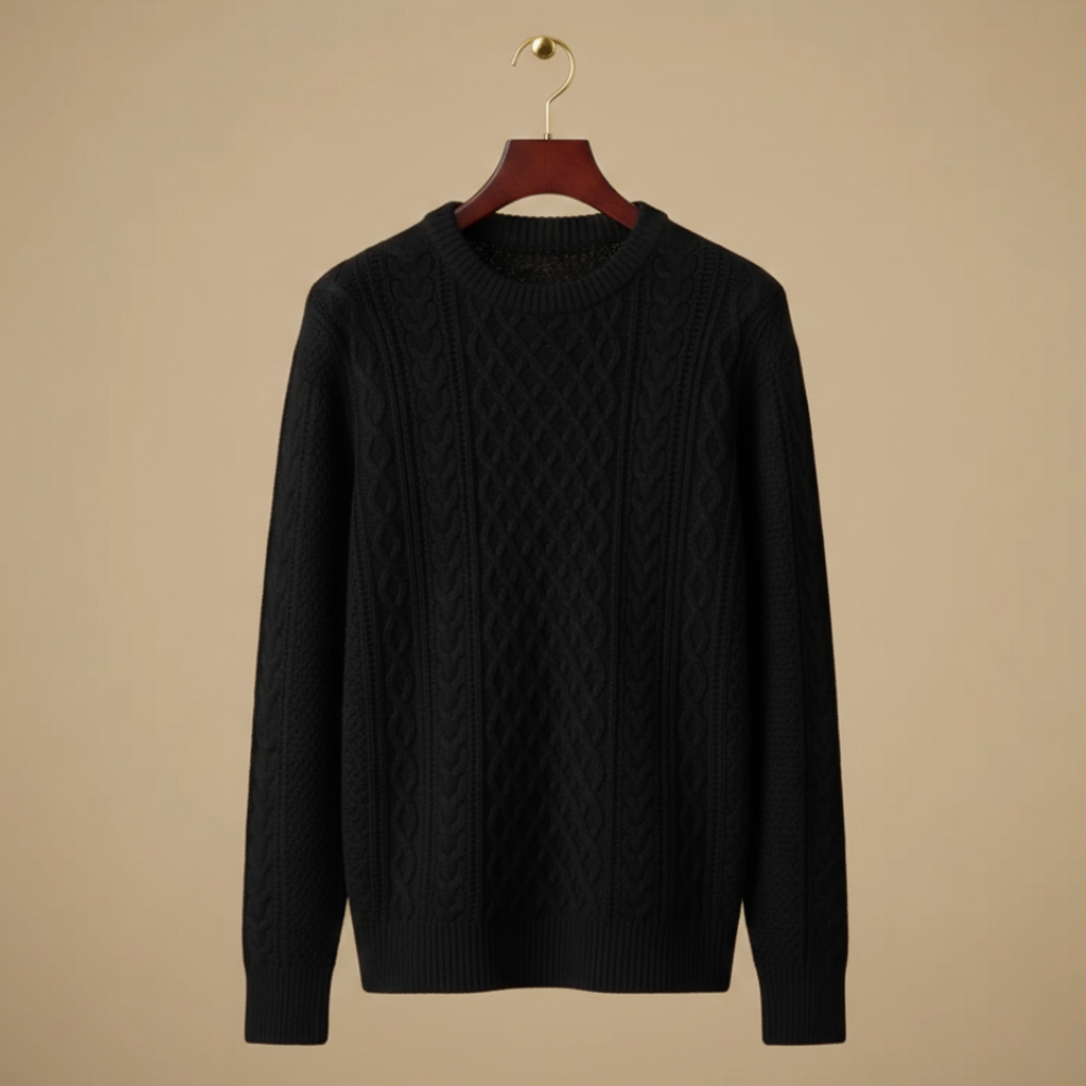 Luźny dzianinowy sweter męski z okrągłym dekoltem