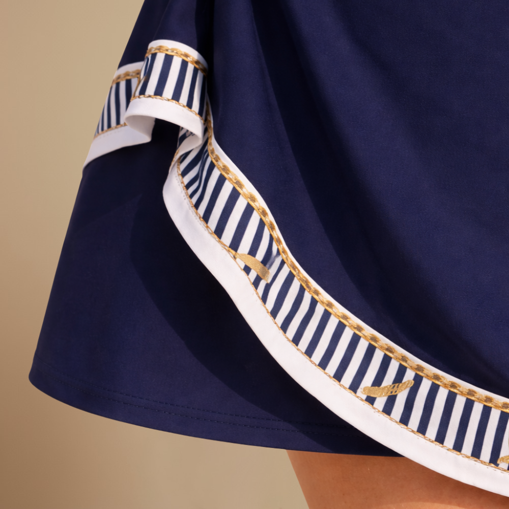 Damski tankini z dekoltem typu halter i spódniczką w kształcie litery A