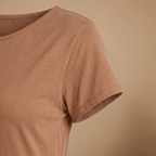 Damska codzienna sukienka midi z okrągłym dekoltem, krótkim rękawem i kieszeniami