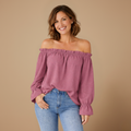 Dames zomerse blouse met ruches en off-shoulder design Jelle Jora Mode