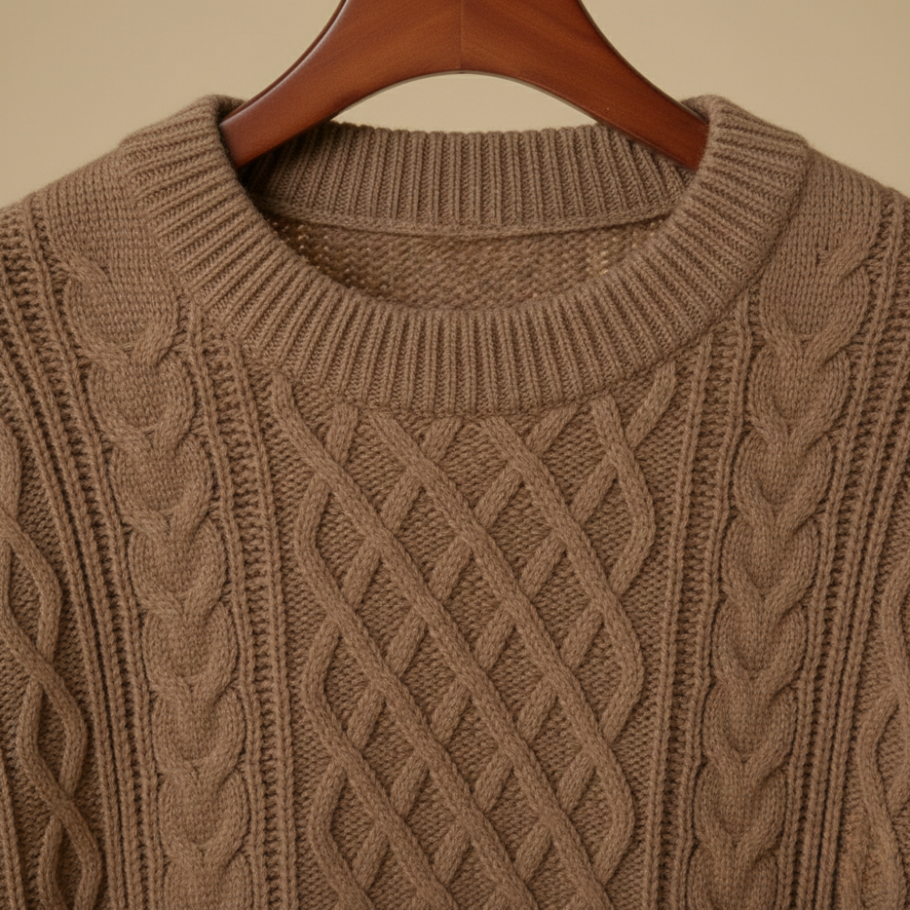 Luźny dzianinowy sweter męski z okrągłym dekoltem