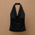 Damski top na ramiączkach typu halter, z odkrytymi plecami, bez rękawów