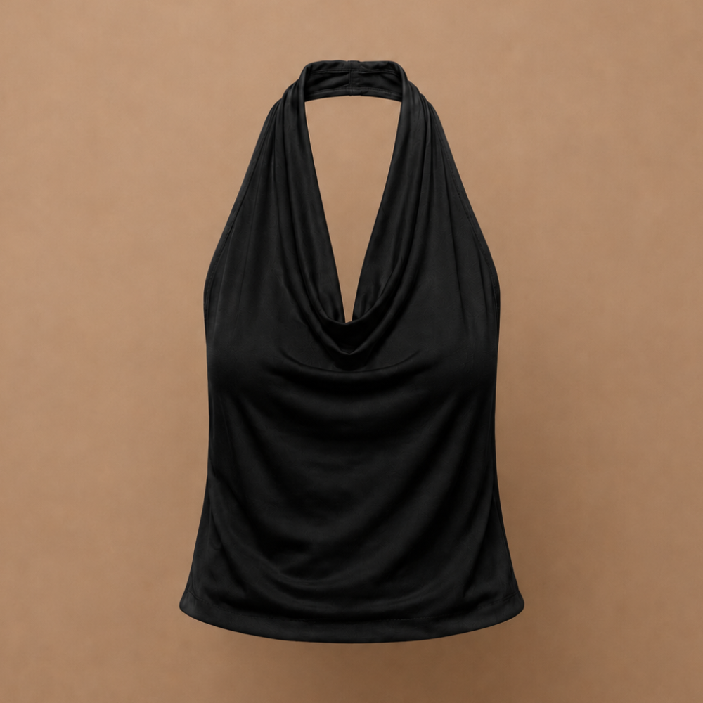 Damski top na ramiączkach typu halter, z odkrytymi plecami, bez rękawów
