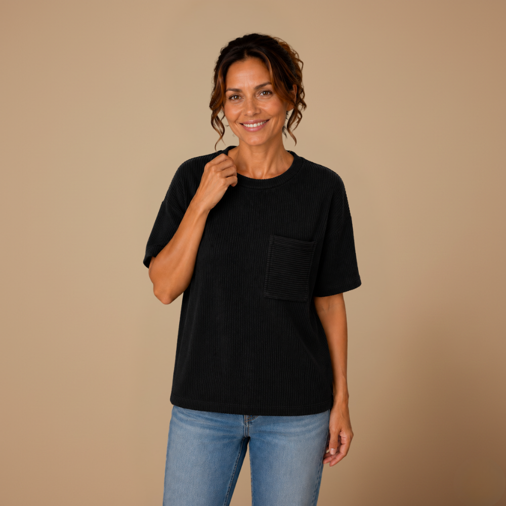 Damesblouse met ruime pasvorm en ronde hals Jelle Jora Mode