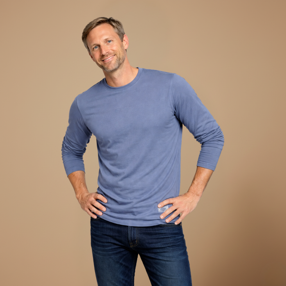 Heren ademend casual t-shirt met lange mouwen en ronde hals Jelle Jora Mode