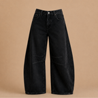 Damskie jeansy z szerokimi nogawkami ze streczowego denimu