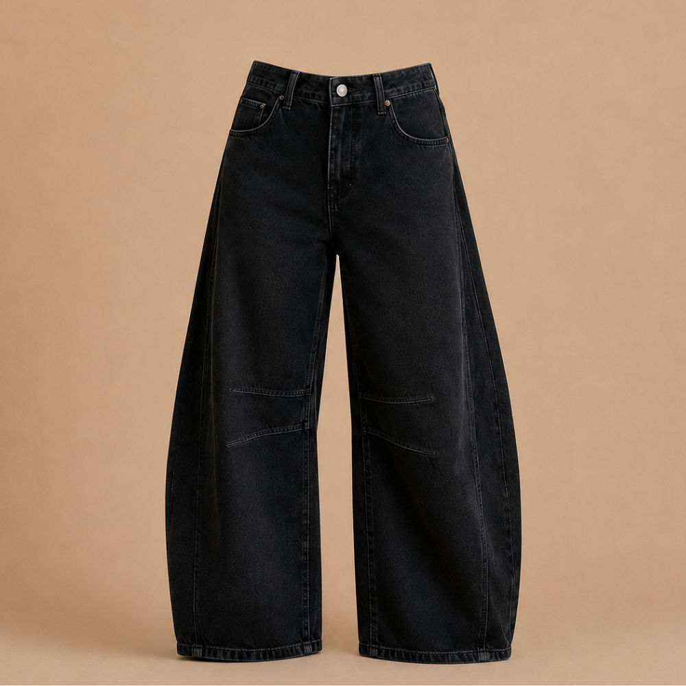 Damskie jeansy z szerokimi nogawkami ze streczowego denimu