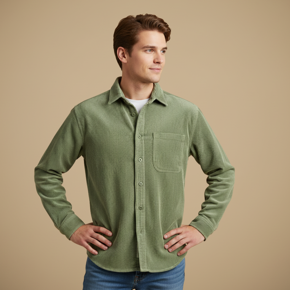 Effen vintage corduroy overhemd voor heren Jelle Jora Mode