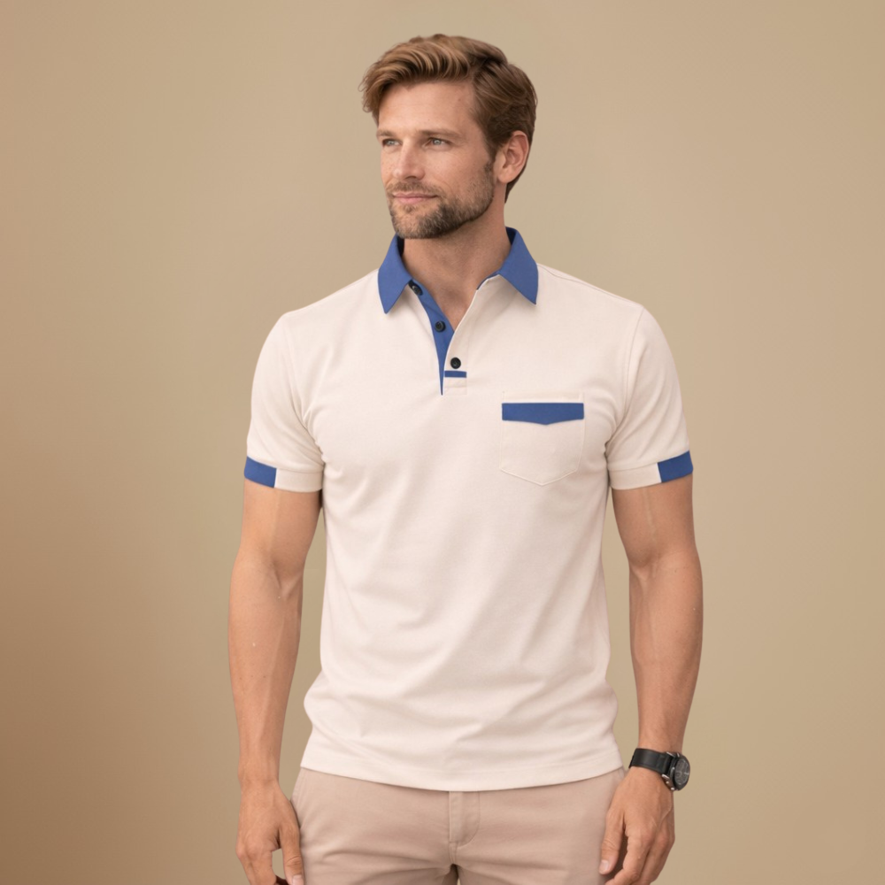 Herenpolo met korte mouwen in slim fit en verfijnd ontwerp Jelle Jora Mode