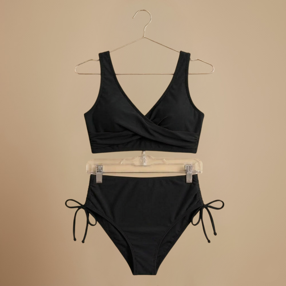 Damskie bikini z wysokim stanem, z wiązaniem po bokach