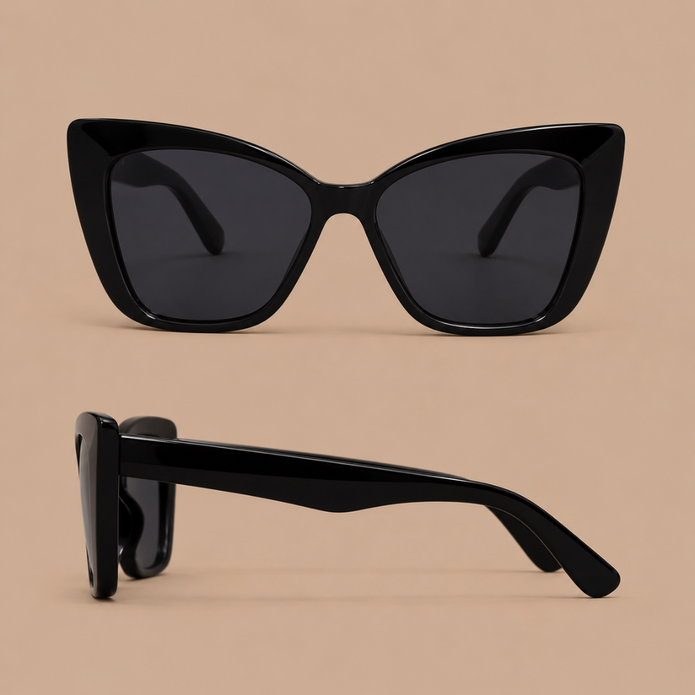 Damskie okulary przeciwsłoneczne oversize kocie oczy