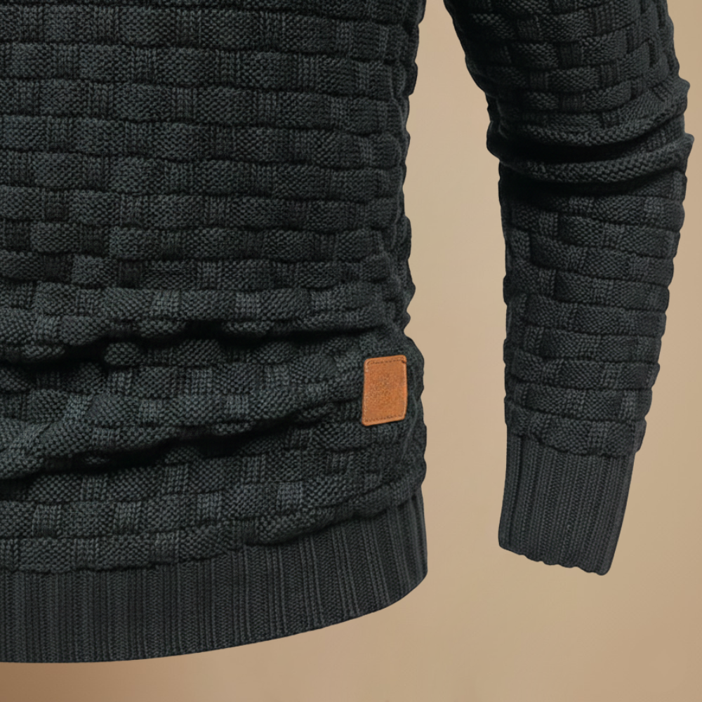 Męski sweter zimowy ze stójką i teksturą
