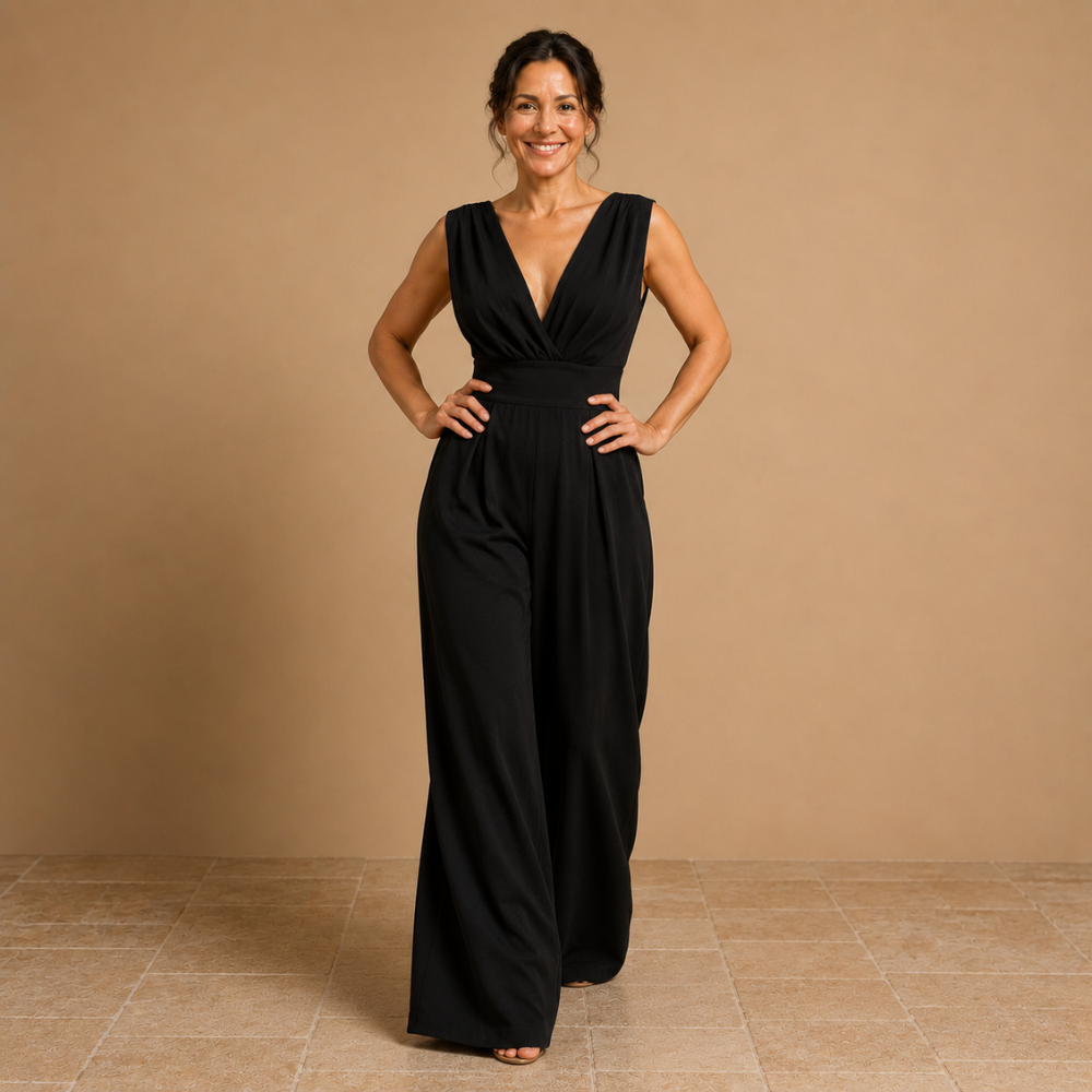 Dames elegante jumpsuit met V-hals en wijde pijpen Jelle Jora Mode