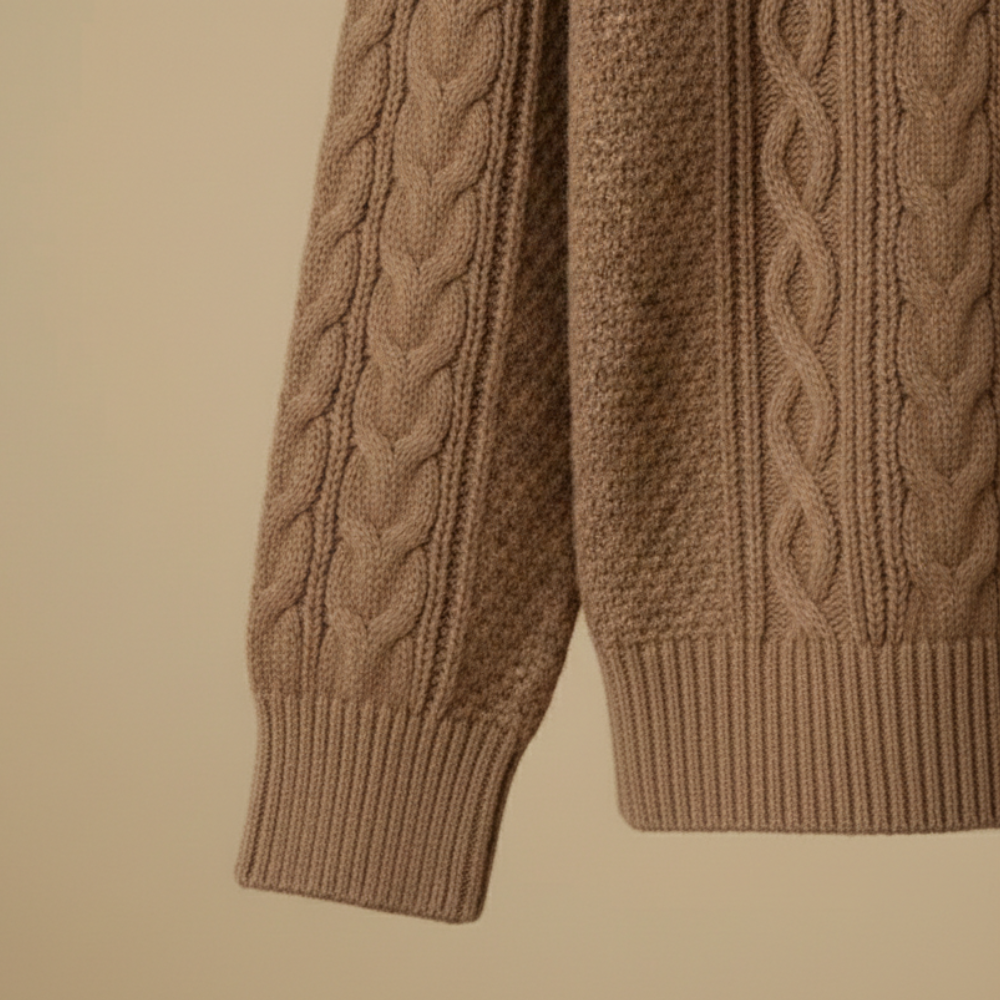 Luźny dzianinowy sweter męski z okrągłym dekoltem