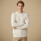 Luźny dzianinowy sweter męski z okrągłym dekoltem