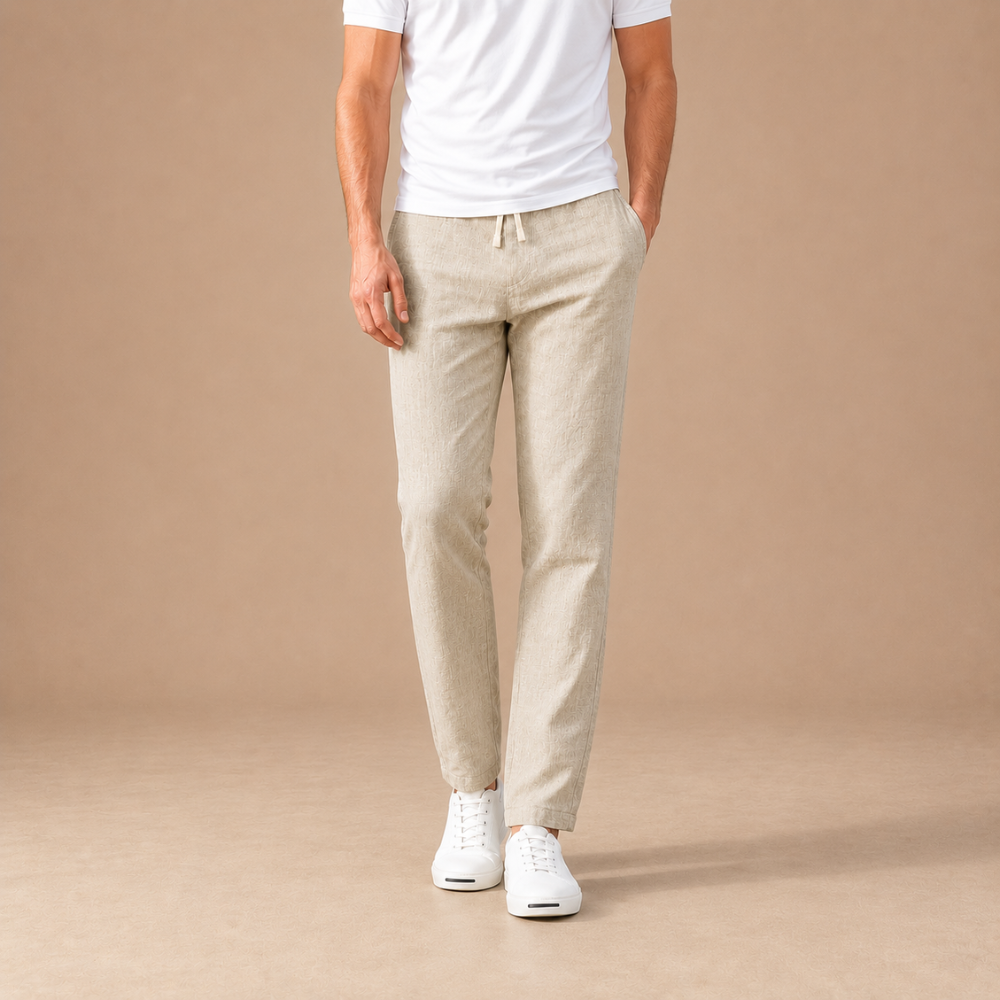 Heren casual broek met trekkoord en rechte pijpen Jelle Jora Mode