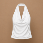 Damski top na ramiączkach typu halter, z odkrytymi plecami, bez rękawów