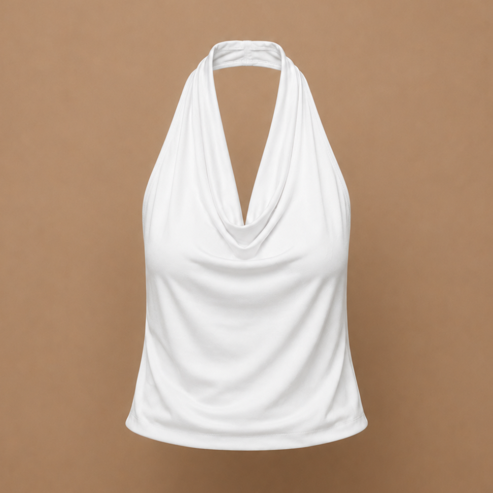 Damski top na ramiączkach typu halter, z odkrytymi plecami, bez rękawów