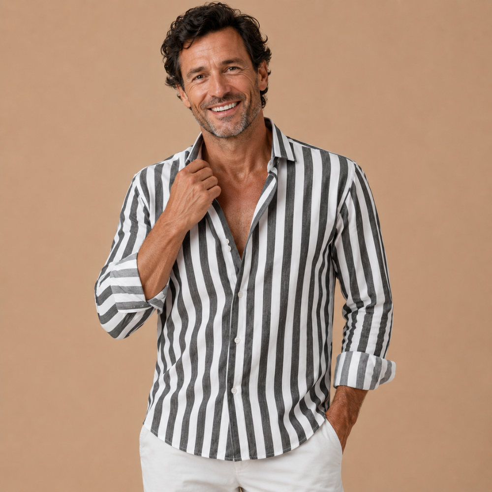 Heren gestreept casual overhemd met knopen Jelle Jora Mode