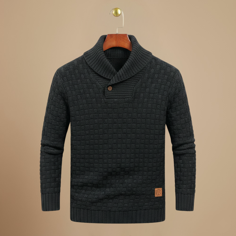 Męski sweter zimowy ze stójką i teksturą