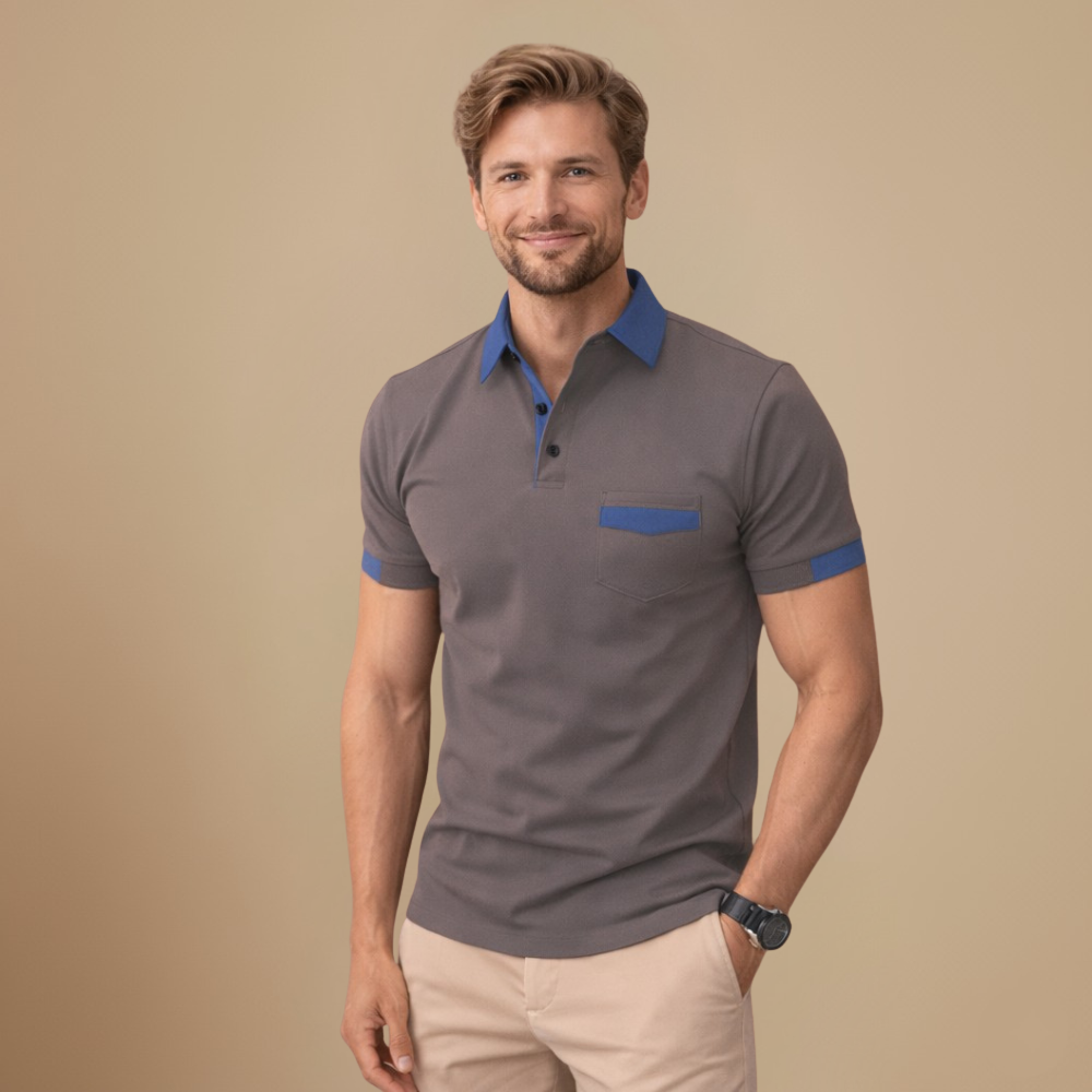 Herenpolo met korte mouwen in slim fit en verfijnd ontwerp Jelle Jora Mode