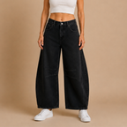 Damesjeans met wijde pijpen van stretchdenim Jelle Jora Mode