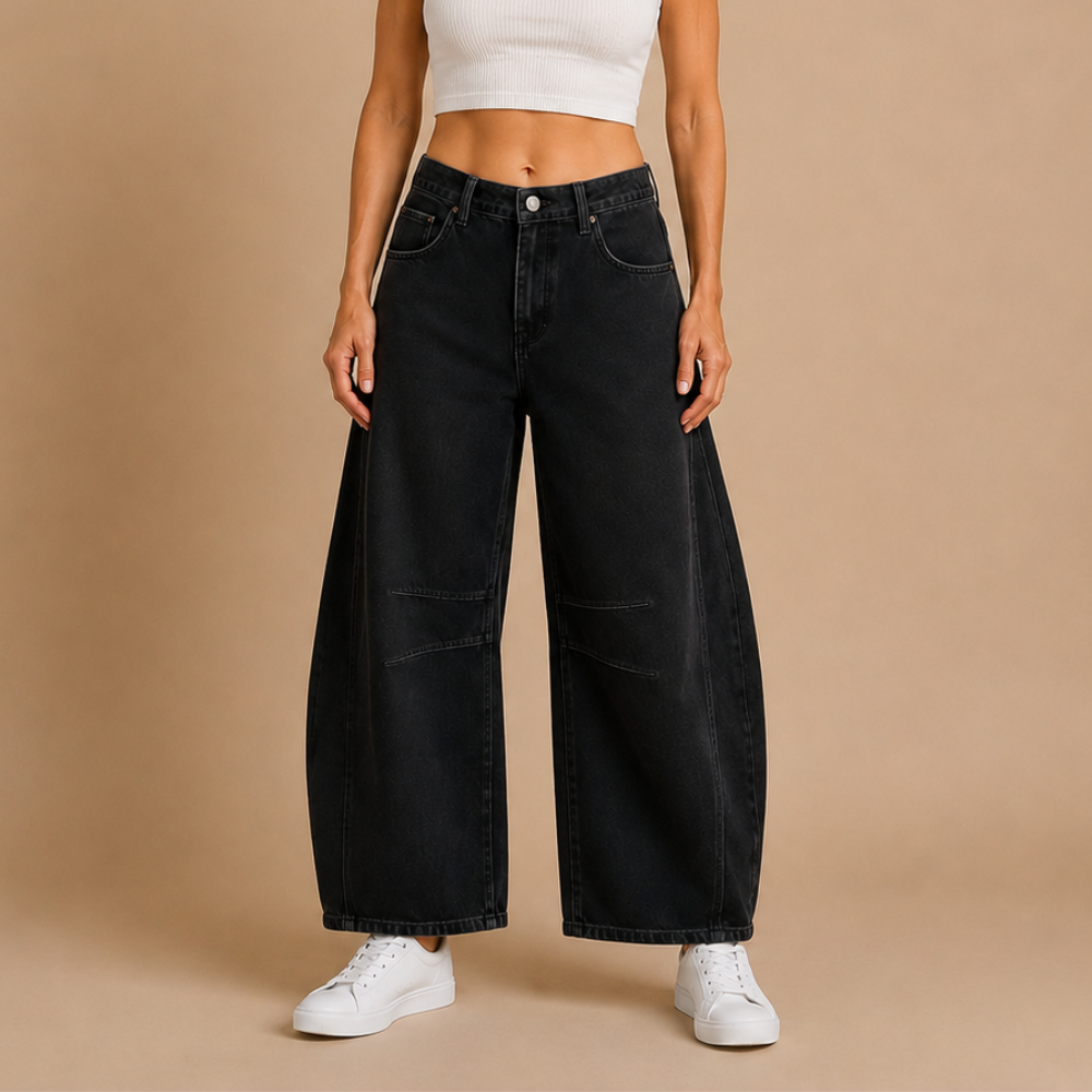 Damesjeans met wijde pijpen van stretchdenim Jelle Jora Mode