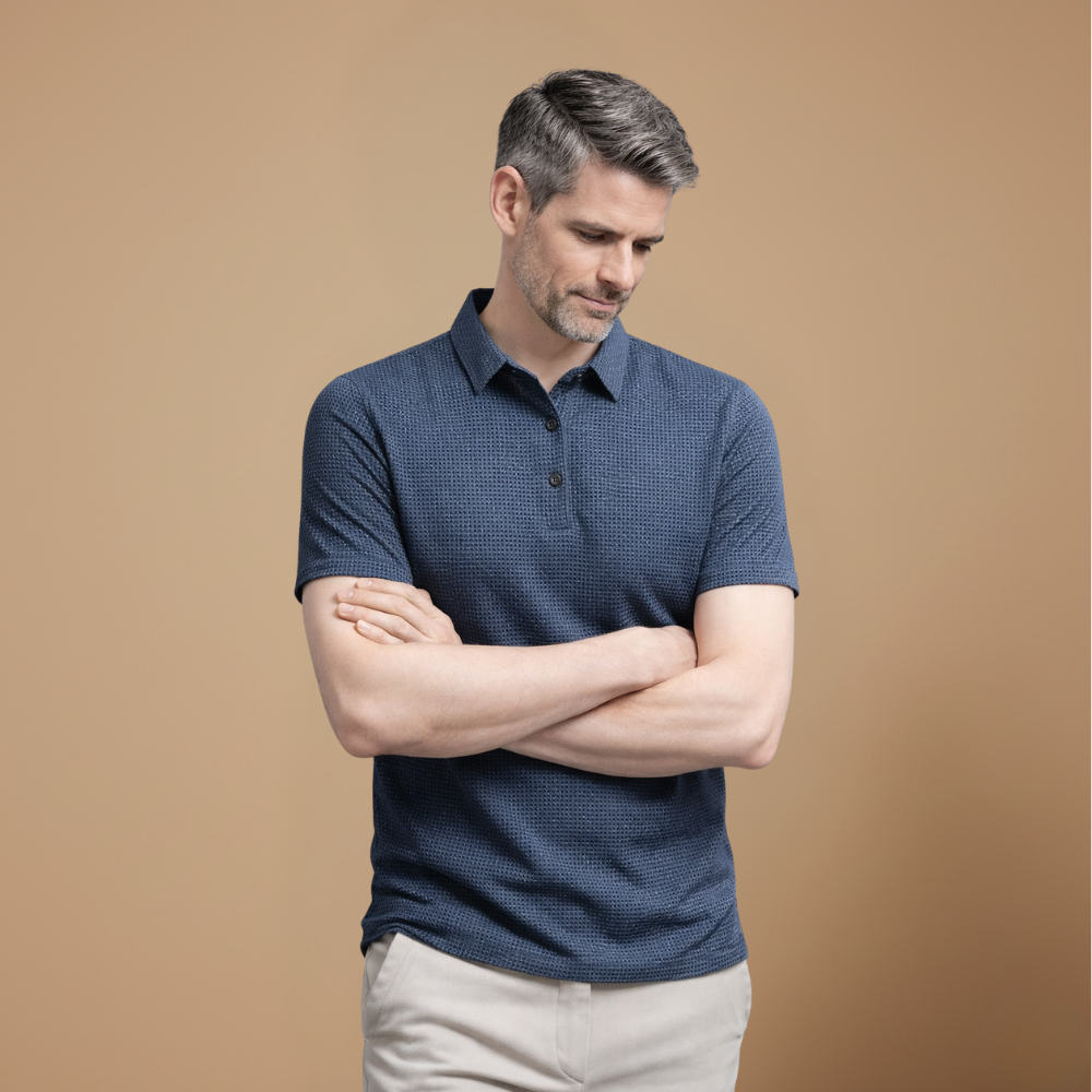 Heren ademend casual T-shirt met korte mouwen en structuur Jelle Jora Mode
