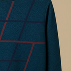 Dzianinowy męski sweter z długim rękawem i graficznym wzorem