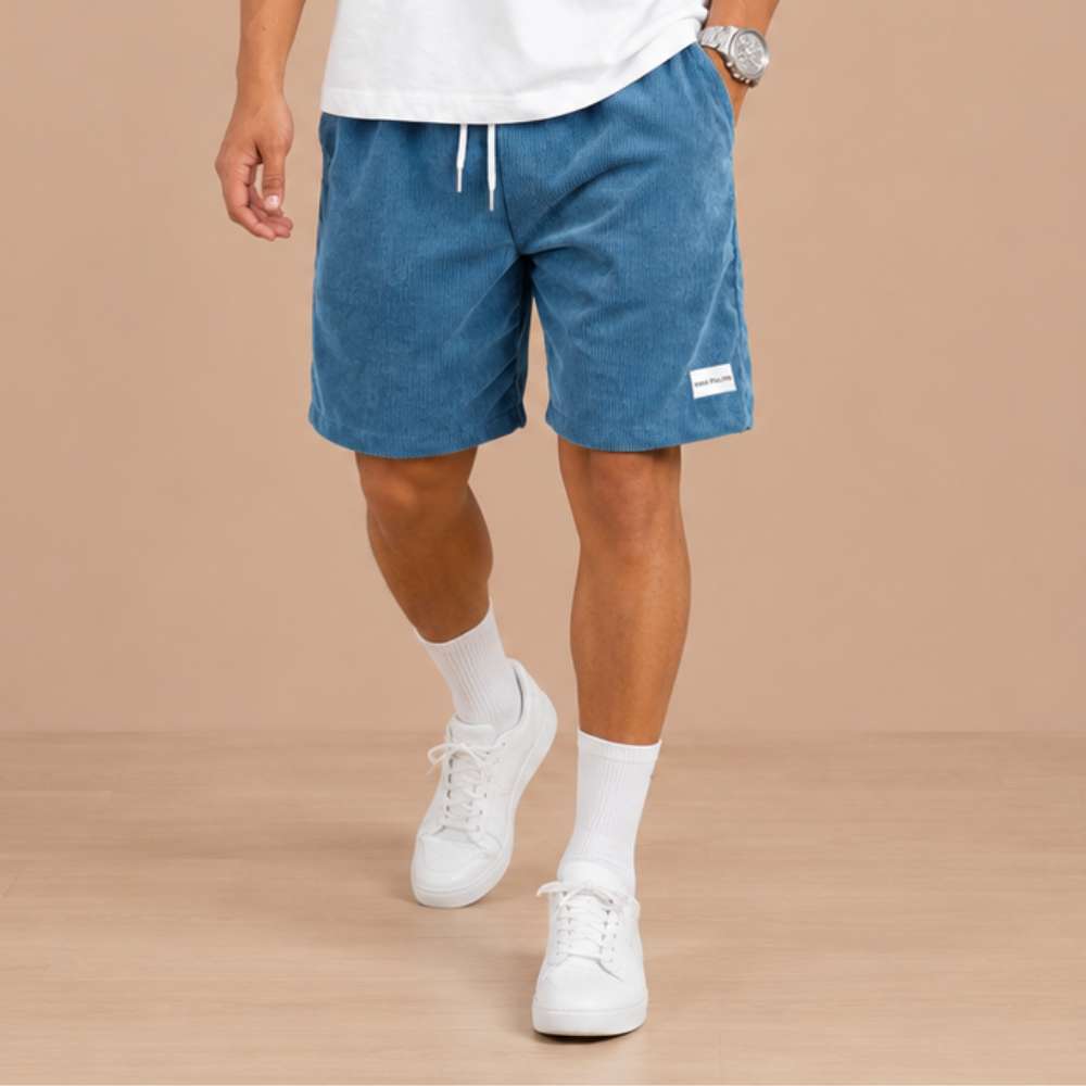 Herenkorte broek van corduroy met elastische tailleband Jelle Jora Mode
