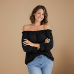 Dames zomerse blouse met ruches en off-shoulder design Jelle Jora Mode