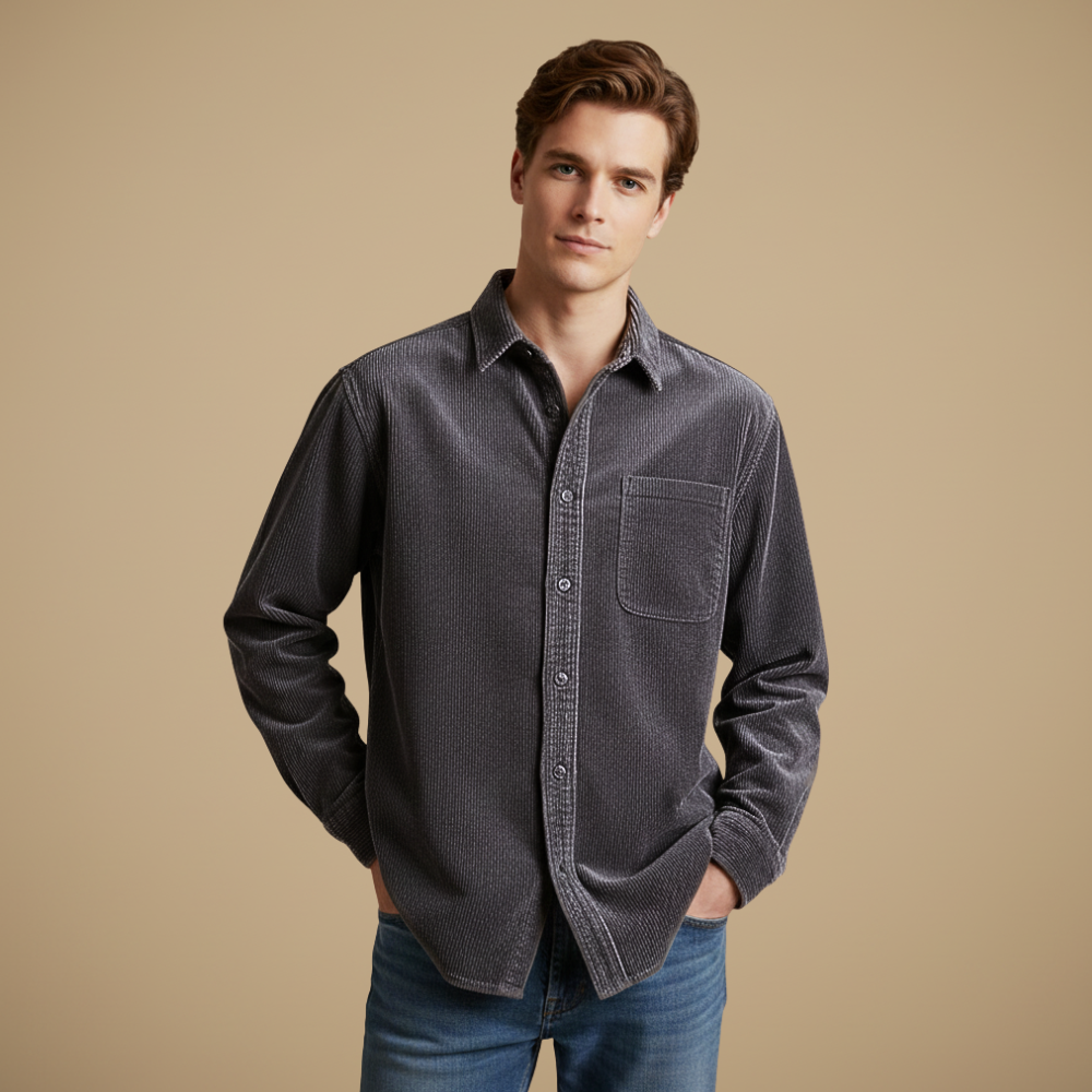 Effen vintage corduroy overhemd voor heren Jelle Jora Mode