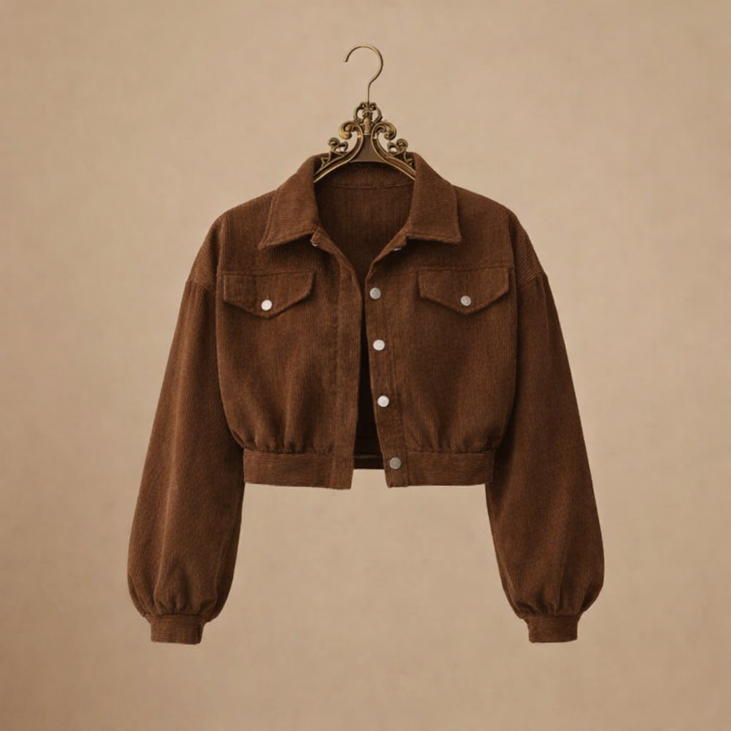 Sztruksowa krótka kurtka w stylu vintage